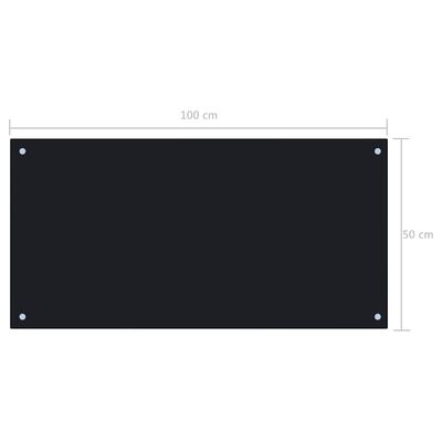 vidaXL Protección salpicaduras cocina vidrio templado negro 100x50 cm