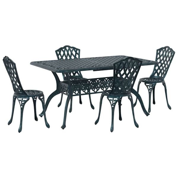 vidaXL Conjunto de Comedor de Jard&iacute;n 5 pcs Verde Aluminio