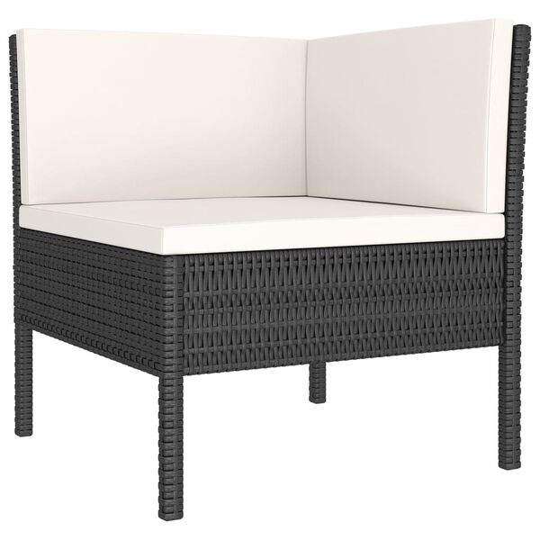 vidaXL Set de muebles de jard&iacute;n 8 pzas y cojines rat&aacute;n sint&eacute;tico negro