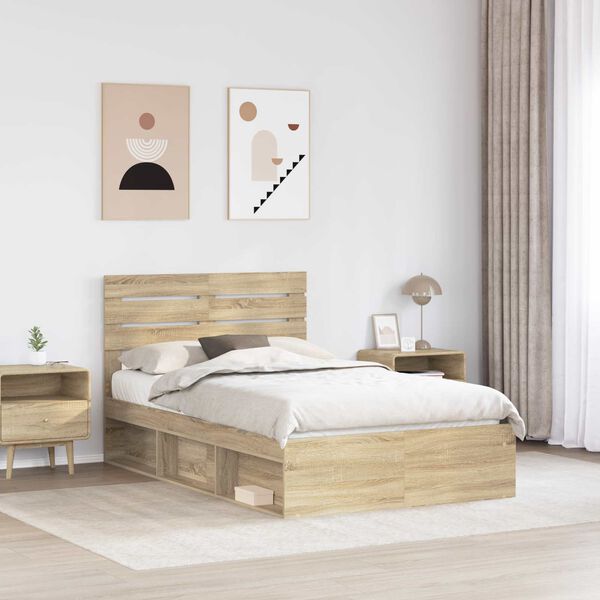 vidaXL Estructura de cama Sonoma 120 x 190 cm Madera de pino macizo