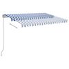 vidaXL Toldo retr&aacute;ctil autom&aacute;tico con postes azul y blanco 3,5x2,5 m