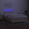 vidaXL Cama box spring con colch&oacute;n y luces LED tela crema 120x190 cm