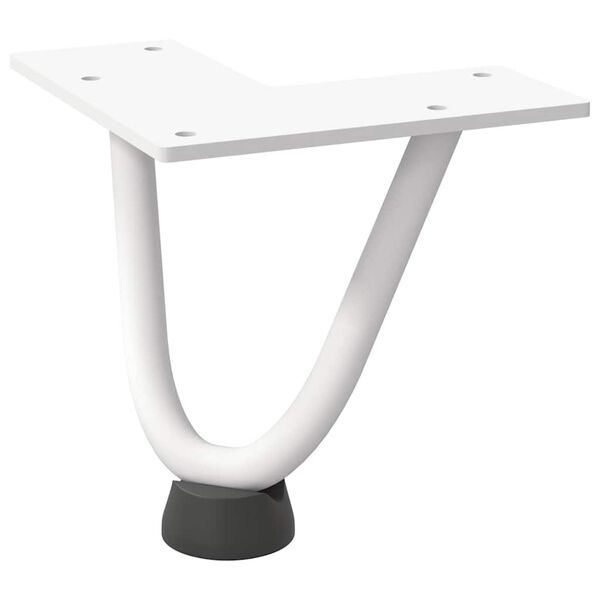 vidaXL Patas de horquilla para mesa de centro (4 unidades), color blanco, 10 cm, acero macizo