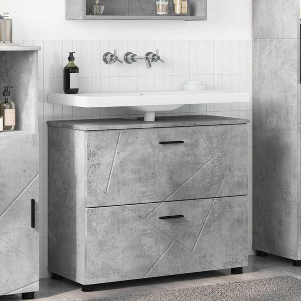 vidaXL Gabinete de Baño con cajón Gris Concreto 76,5 x 35 x 64 cm
