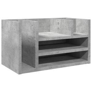 vidaXL Organizador escritorio madera ingenier&iacute;a hormig&oacute;n 44,5x24x25 cm