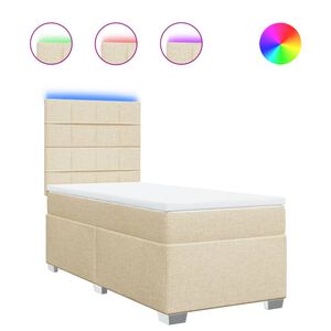 vidaXL Cama box spring con colch&oacute;n tela color crema 100x200 cm