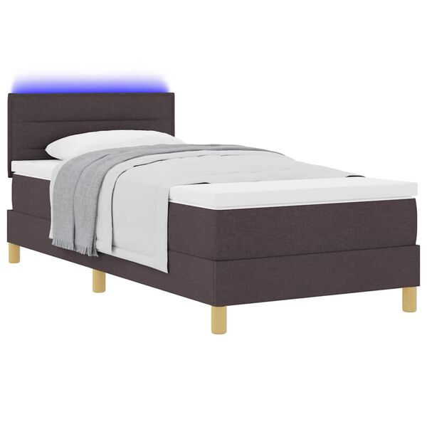 vidaXL Cama Box Spring LED Marr&oacute;n Oscuro 100 x 200 cm tela