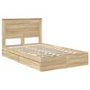 vidaXL Cama con almacenamiento con cabecera Roble Sonoma 120 x 190 cm
