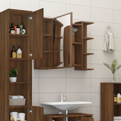 vidaXL Armario con espejo baño madera marrón roble 80x20,5x64 cm