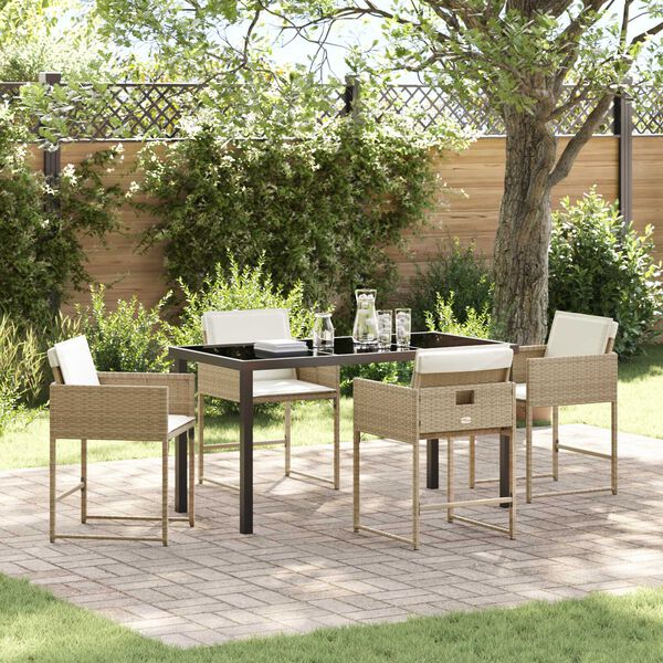vidaXL Conjunto de Comedor de Jard&iacute;n 5 pcs Beige rat&aacute;n sint&eacute;tico