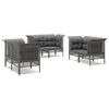 vidaXL Set de muebles de jardín 6 pzas y cojines ratán sintético gris