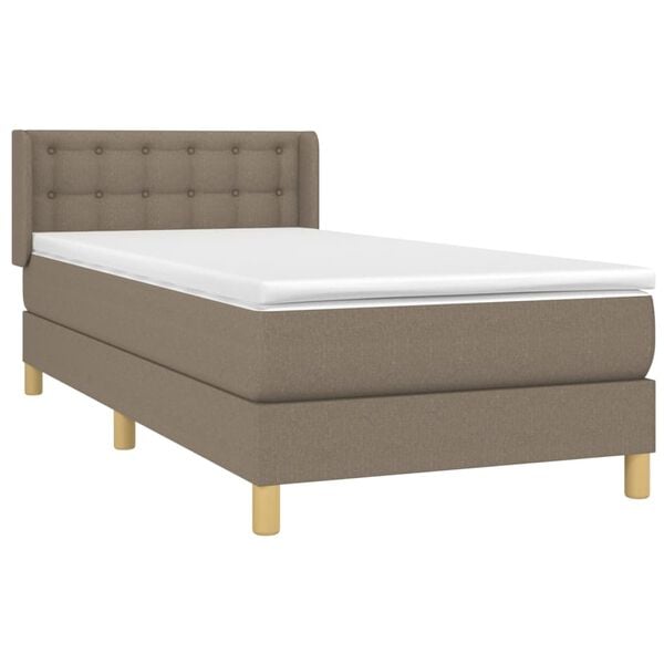 vidaXL Cama box spring con colch&oacute;n tela gris taupe 90x190 cm