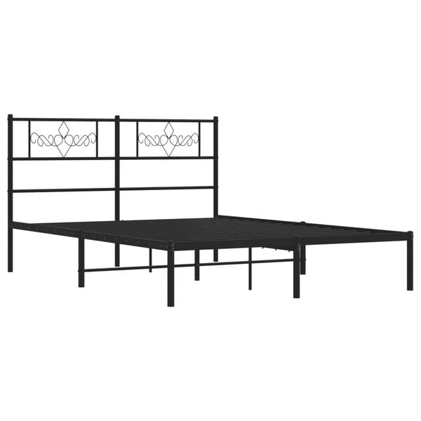 vidaXL Estructura cama sin colchón con cabecero metal negro 160x200 cm