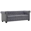 vidaXL Sof&aacute; chesterfield de 3 plazas de terciopelo 199x75x72 cm gris