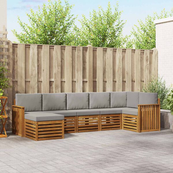 vidaXL Conjunto de Sof&aacute; Seccional con coj&iacute;n 7 pcs Gris Natural y Claro