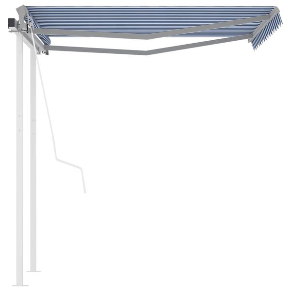 vidaXL Toldo retr&aacute;ctil autom&aacute;tico con postes azul y blanco 3x2,5 m