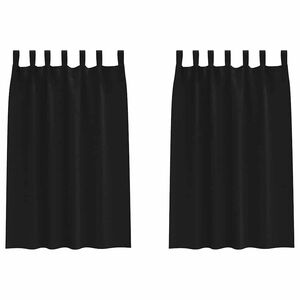 vidaXL Cortinas Opacas con Anillas 2 uds. Negro 175 x 140 cm Poli&eacute;ster