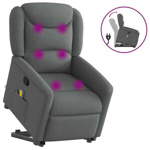 vidaXL Silla de masaje reclinable de pie de tela gris oscuro