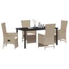 vidaXL Conjunto de Comedor de Jardín 5 pcs Beige ratán sintético