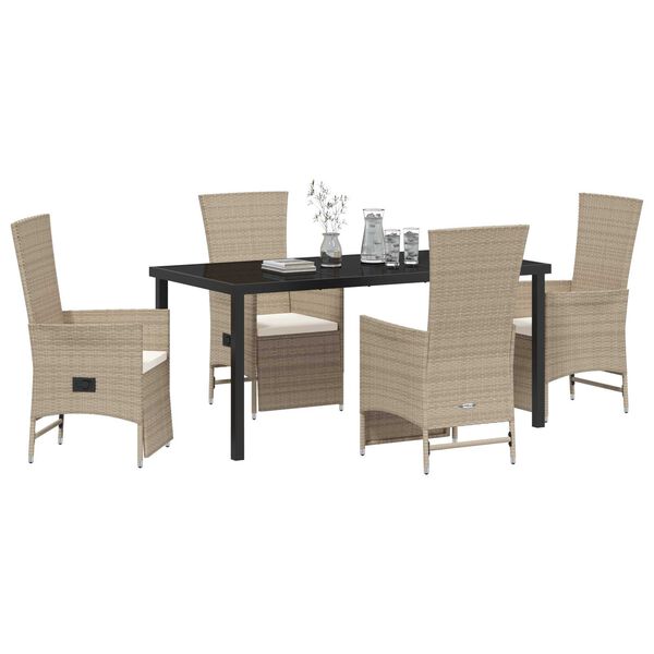 vidaXL Conjunto de Comedor de Jardín 5 pcs Beige ratán sintético