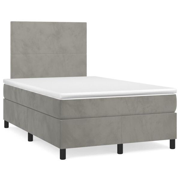 vidaXL Cama box spring con colch&oacute;n terciopelo gris claro 120x190 cm