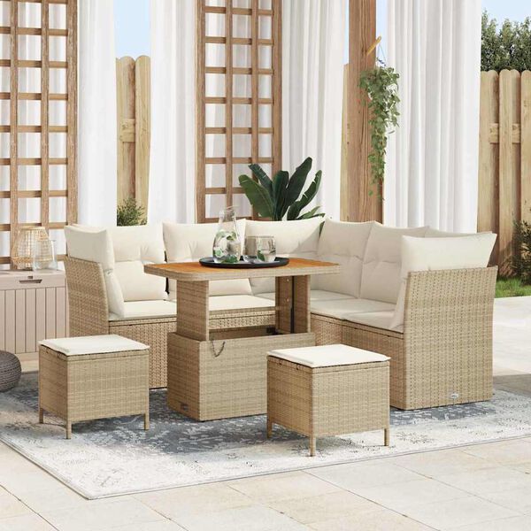 vidaXL Conjunto de sof&aacute; de jard&iacute;n con coj&iacute;n 8 pcs beige y crema