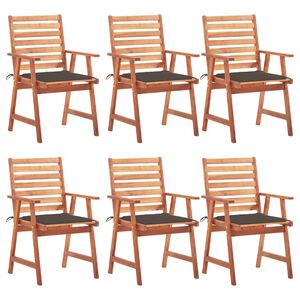 vidaXL Sillas comedor de jard&iacute;n y cojines 6 uds madera maciza acacia