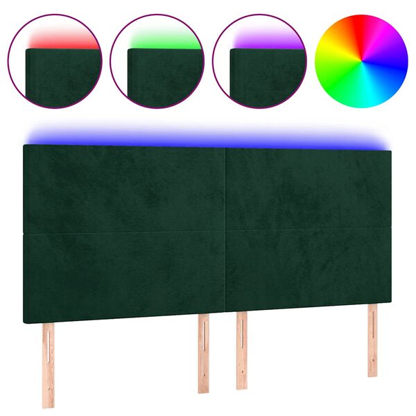 vidaXL Cabecero con luces LED terciopelo verde oscuro 160x5x118/128 cm