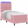 vidaXL Cama Box Spring LED con colch&oacute;n Rosa 90 x 200 cm tela