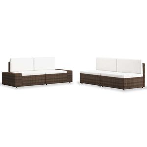 vidaXL Juego de muebles de jard&iacute;n 4 piezas rat&aacute;n sint&eacute;tico marr&oacute;n