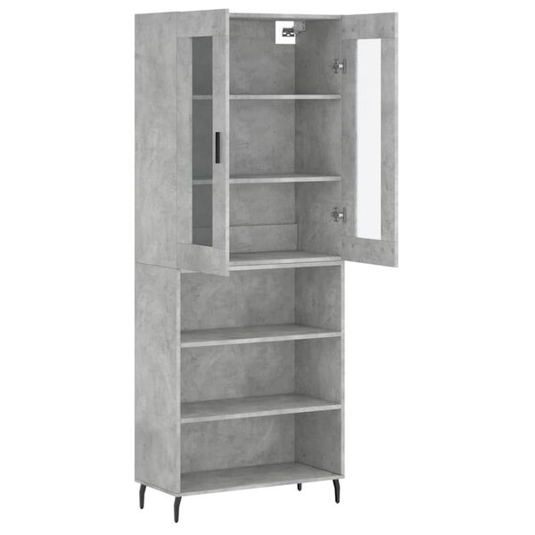 vidaXL Aparador alto madera contrachapada gris hormig&oacute;n 69,5x34x180 cm