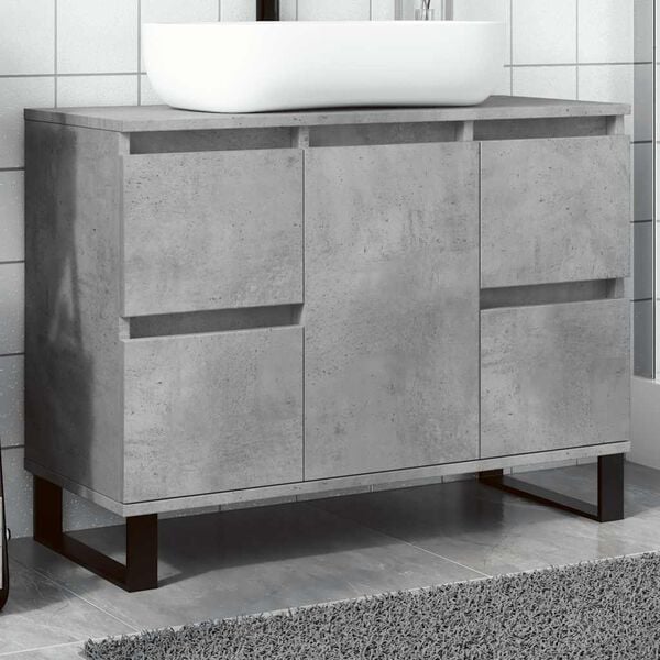 vidaXL Mueble de lavabo madera de ingenier&iacute;a gris hormig&oacute;n 80x33x60 cm