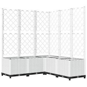 vidaXL Jardinera con enrejado PP blanco 120x120x136 cm