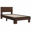 vidaXL Estructura cama madera ingenier&iacute;a metal marr&oacute;n roble 90x190 cm