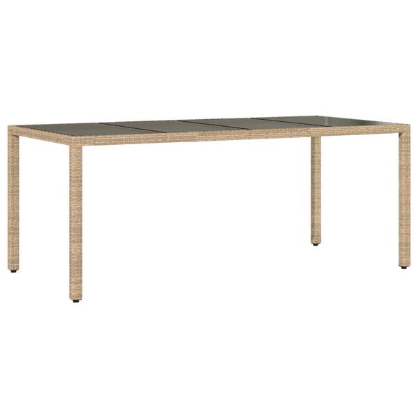 vidaXL Set comedor jard&iacute;n 7 pzas cojines rat&aacute;n sint&eacute;tico vidrio beige