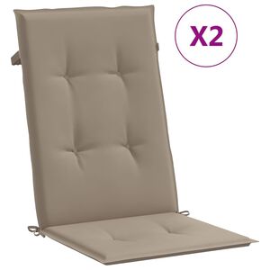 vidaXL Coj&iacute;n silla de jard&iacute;n respaldo alto 2 uds tela taup&eacute; 120x50x3cm