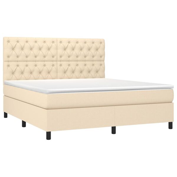 vidaXL Cama box spring con colch&oacute;n tela color crema 160x200 cm