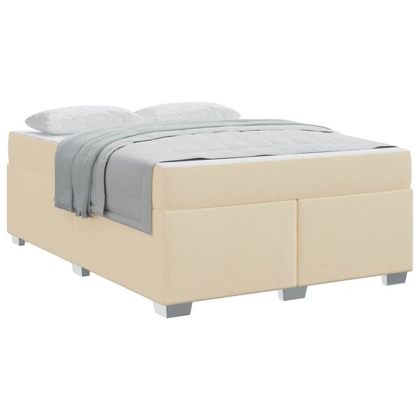 vidaXL Estructura de cama con colch&oacute;n Crema 140 x 200 cm tela