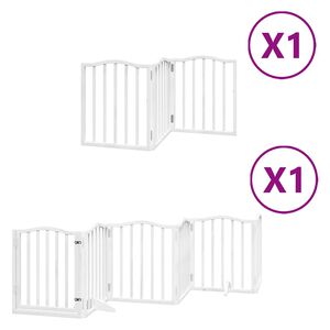 vidaXL Puerta para perros plegable 9 paneles madera &aacute;lamo blanca 450cm