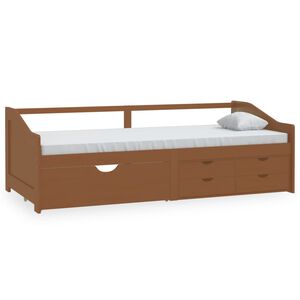vidaXL Sof&aacute; cama de 3 plazas sin colch&oacute;n pino marr&oacute;n miel 90x200 cm