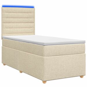 vidaXL Cama box spring con colch&oacute;n con cabecera Crema 80 x 200 cm Tela