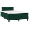 vidaXL Cama box spring colch&oacute;n y LED terciopelo verde oscuro 120x200cm