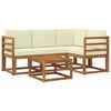 vidaXL Conjunto de sof&aacute;s de exterior 5 uds. Natural y Crema