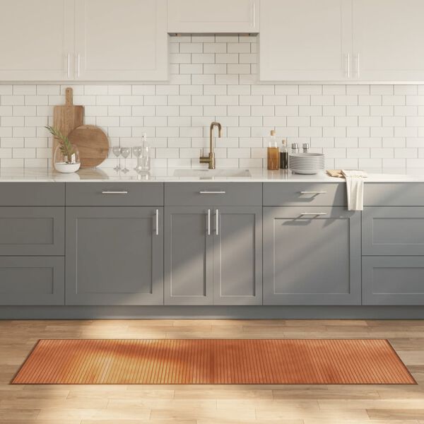 vidaXL Alfombra rectangular bamb&uacute; marr&oacute;n 60x200 cm