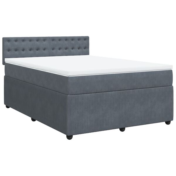 vidaXL Cama box spring con colch&oacute;n terciopelo gris oscuro 140x190 cm