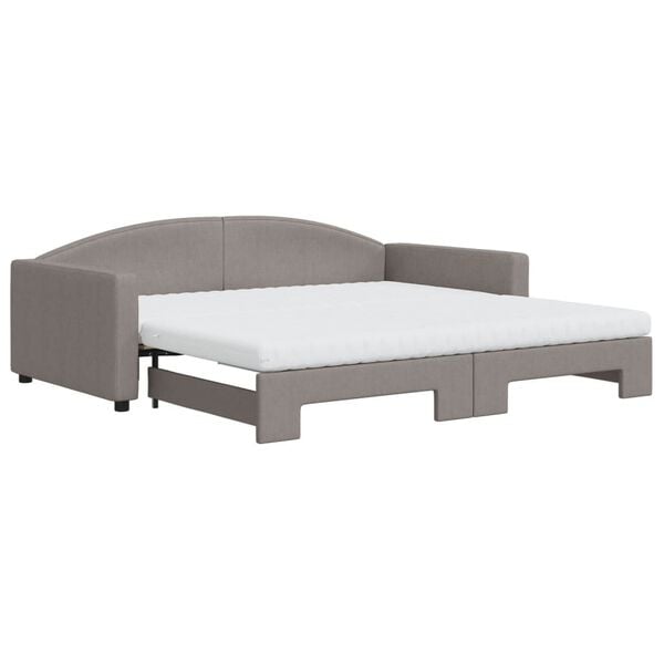 vidaXL Sof&aacute; cama nido con colch&oacute;n tela gris taupe 100x200 cm