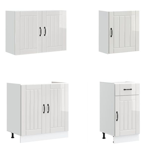 vidaXL Mueble cocina Lucca blanco de alto brillo 7 pzas