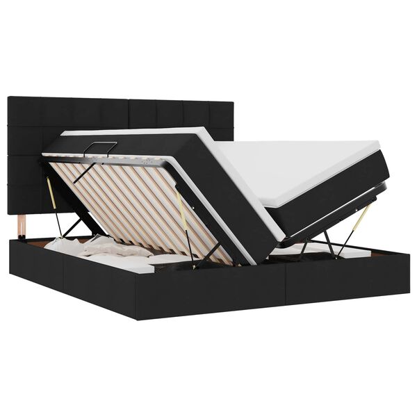 vidaXL Cama con almacenamiento Negro 180 x 200 cm Cuero sint&eacute;tico
