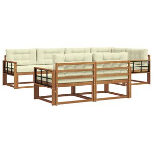 vidaXL Conjunto de sof&aacute;s de exterior con coj&iacute;n 7 pcs Natural y Crema