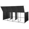 vidaXL Cobertizo cuadruple cubo basura rat&aacute;n PE negro 305x78x120 cm
